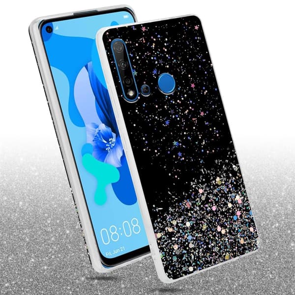 Huawei NOVA 5i / P20 LITE 2019 Suojakuori Suojakotelo joustavasta TPU-silikonista jossa on kimaltelevaa glitteriä