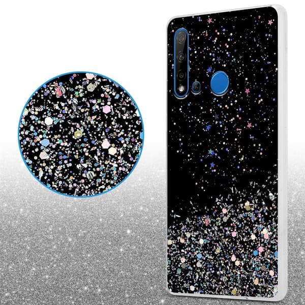 Huawei NOVA 5i / P20 LITE 2019 Suojakuori Suojakotelo joustavasta TPU-silikonista jossa on kimaltelevaa glitteriä