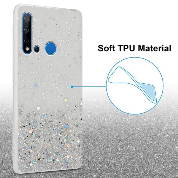 Huawei NOVA 5i / P20 LITE 2019 Suojakuori Suojakotelo joustavasta TPU-silikonista jossa on kimaltelevaa glitteriä