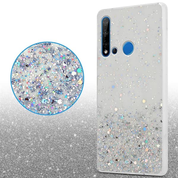Huawei NOVA 5i / P20 LITE 2019 Suojakuori Suojakotelo joustavasta TPU-silikonista jossa on kimaltelevaa glitteriä