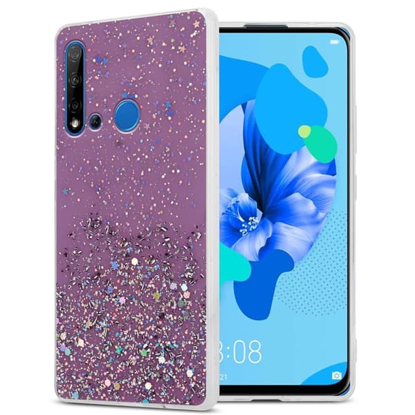 Huawei NOVA 5i / P20 LITE 2019 Suojakuori Suojakotelo joustavasta TPU-silikonista jossa on kimaltelevaa glitteriä