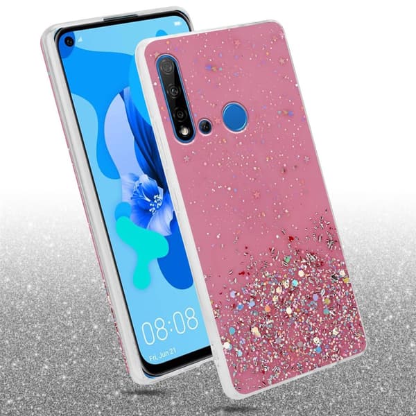 Huawei NOVA 5i / P20 LITE 2019 Suojakuori Suojakotelo joustavasta TPU-silikonista jossa on kimaltelevaa glitteriä