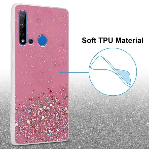 Huawei NOVA 5i / P20 LITE 2019 Suojakuori Suojakotelo joustavasta TPU-silikonista jossa on kimaltelevaa glitteriä