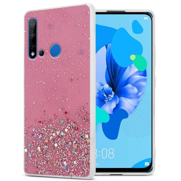 Huawei NOVA 5i / P20 LITE 2019 Suojakuori Suojakotelo joustavasta TPU-silikonista jossa on kimaltelevaa glitteriä