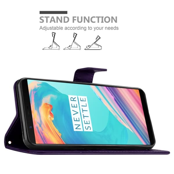 OnePlus 5T Skal Fodral i blomdesign Mobilskydd Case Cover med magnetisk stängning, ståfunktion och kortplatser