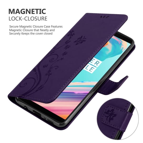 OnePlus 5T Skal Fodral i blomdesign Mobilskydd Case Cover med magnetisk stängning, ståfunktion och kortplatser
