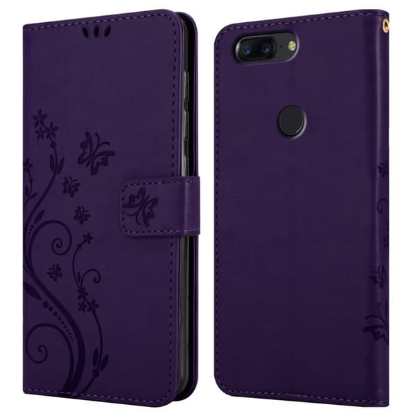 OnePlus 5T Skal Fodral i blomdesign Mobilskydd Case Cover med magnetisk stängning, ståfunktion och kortplatser