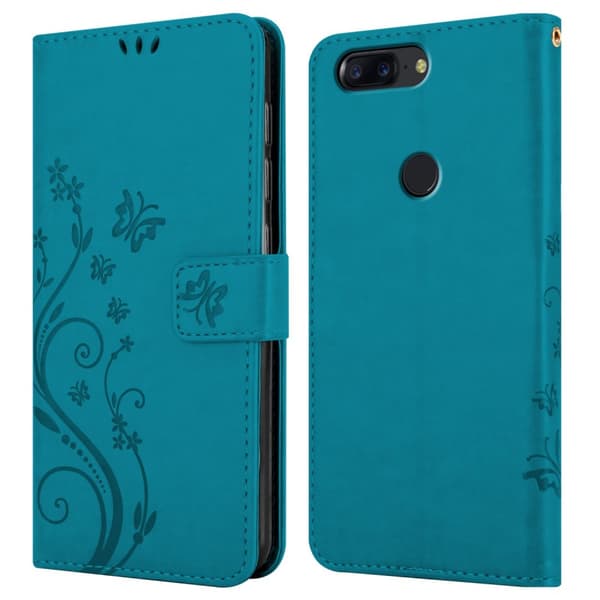 OnePlus 5T Skal Fodral i blomdesign Mobilskydd Case Cover med magnetisk stängning, ståfunktion och kortplatser