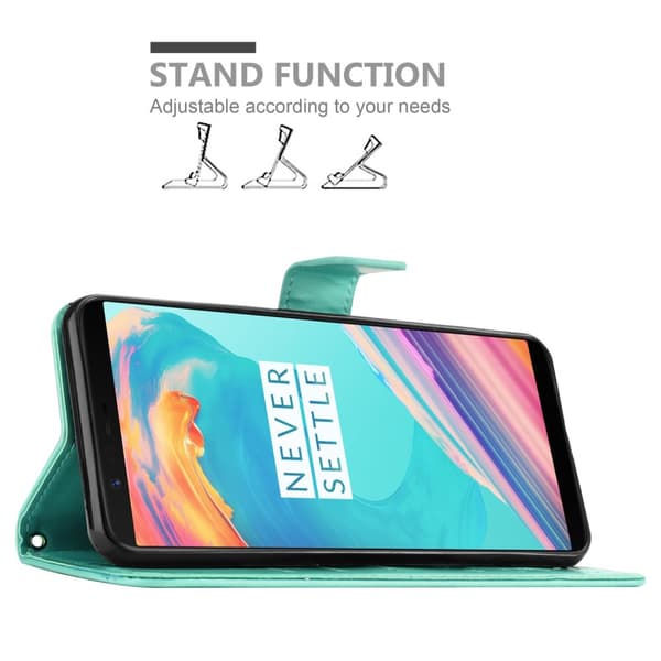 OnePlus 5T Skal Fodral i blomdesign Mobilskydd Case Cover med magnetisk stängning, ståfunktion och kortplatser