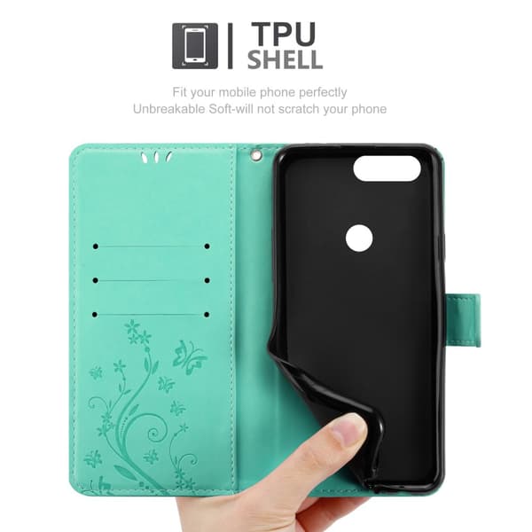 OnePlus 5T Skal Fodral i blomdesign Mobilskydd Case Cover med magnetisk stängning, ståfunktion och kortplatser