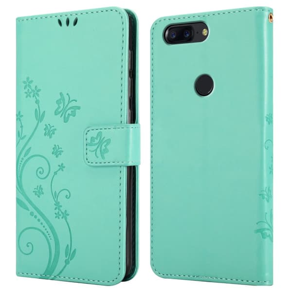 OnePlus 5T Skal Fodral i blomdesign Mobilskydd Case Cover med magnetisk stängning, ståfunktion och kortplatser
