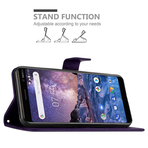 Nokia 7 PLUS Suojakotelo Suojakuori Lompakkokotelo Matkapuhelinkotelo Kukat jossa on magneettisuljenta, jalusta-toiminto ja korttipaikat