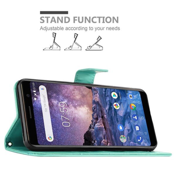 Nokia 7 PLUS Suojakotelo Suojakuori Lompakkokotelo Matkapuhelinkotelo Kukat jossa on magneettisuljenta, jalusta-toiminto ja korttipaikat
