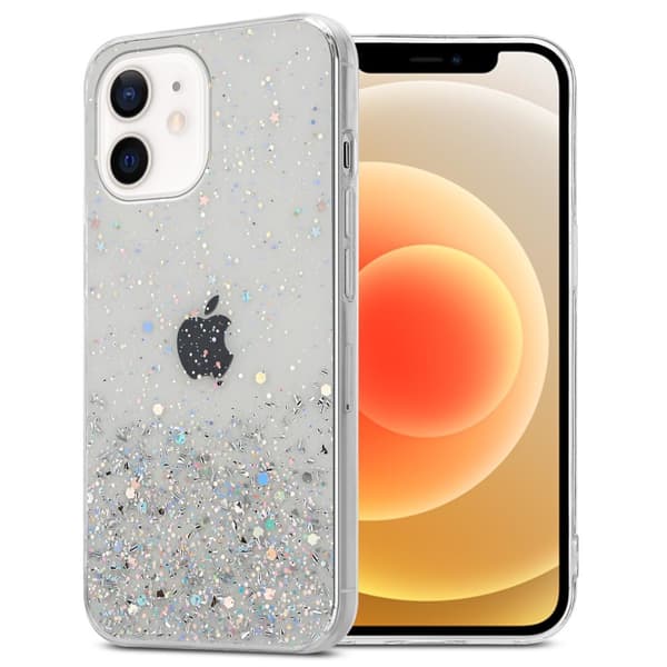 iPhone 12 MINI Skal Fodral Case Cover av flexibelt TPU-silikon med glittrande glitter Transparent med Glitter