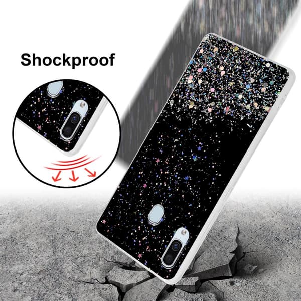 Samsung Galaxy A40 Suojakuori Suojakotelo joustavasta TPU-silikonista jossa on kimaltelevaa glitteriä