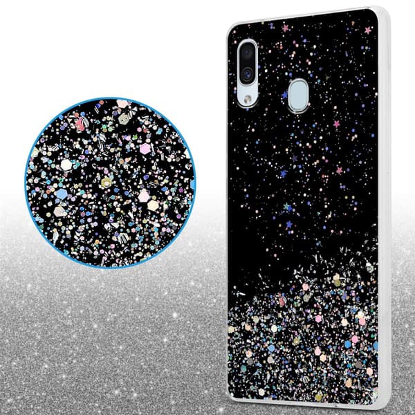 Samsung Galaxy A40 Skal Fodral Case Cover av flexibelt TPU-silikon med glittrande glitter