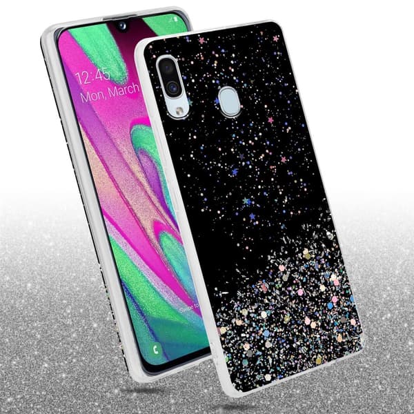 Samsung Galaxy A40 Skal Fodral Case Cover av flexibelt TPU-silikon med glittrande glitter