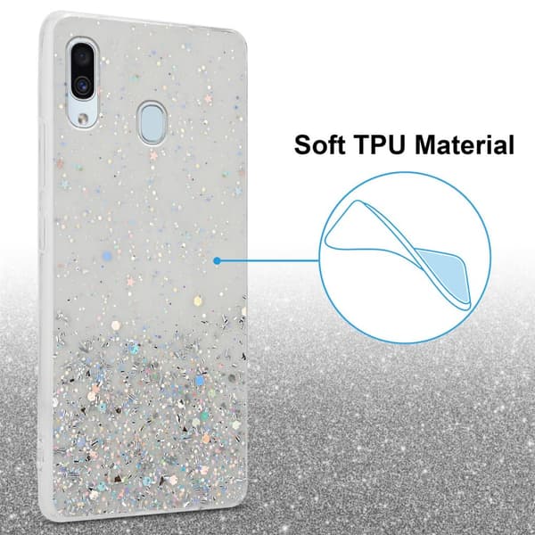 Samsung Galaxy A40 Skal Fodral Case Cover av flexibelt TPU-silikon med glittrande glitter