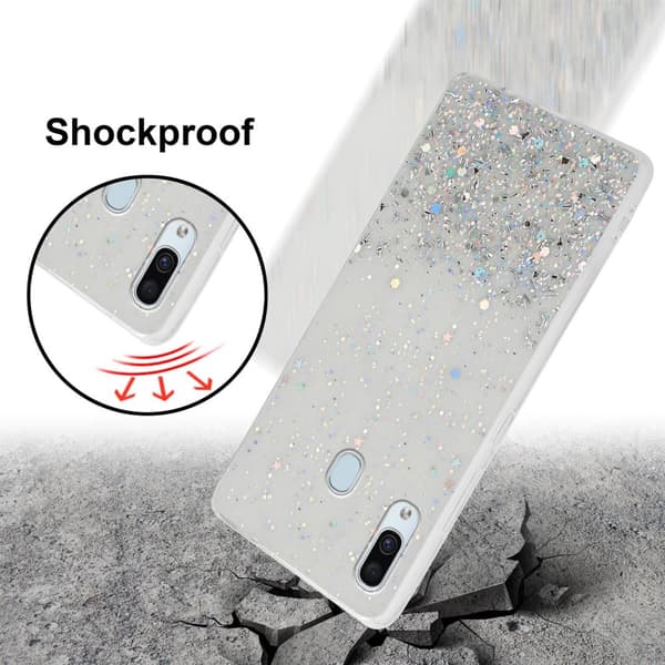 Samsung Galaxy A40 Suojakuori Suojakotelo joustavasta TPU-silikonista jossa on kimaltelevaa glitteriä