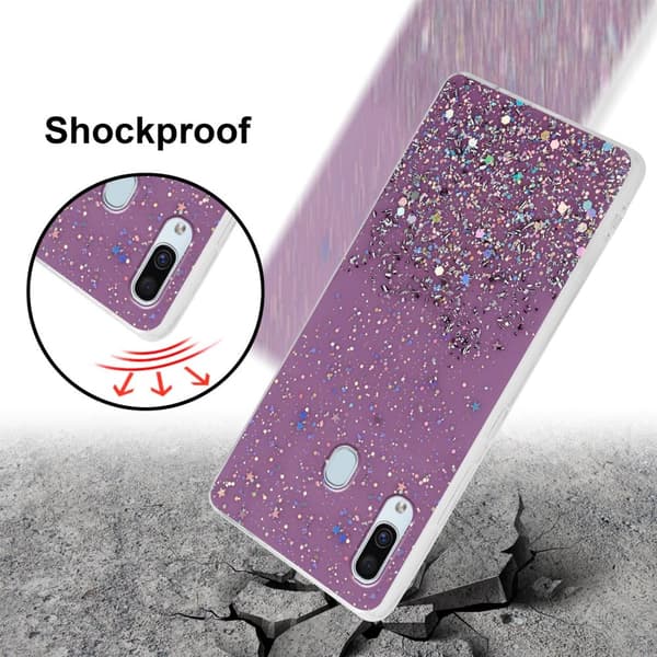 Samsung Galaxy A40 Suojakuori Suojakotelo joustavasta TPU-silikonista jossa on kimaltelevaa glitteriä