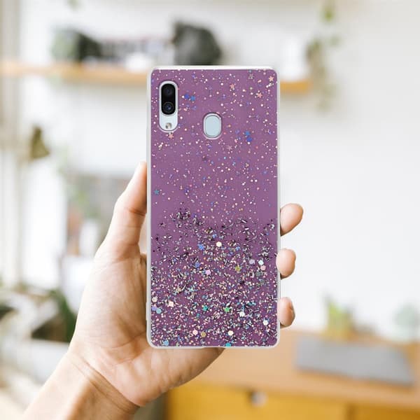 Samsung Galaxy A40 Suojakuori Suojakotelo joustavasta TPU-silikonista jossa on kimaltelevaa glitteriä
