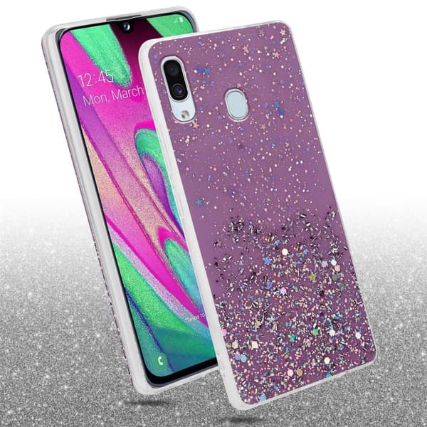 Samsung Galaxy A40 Suojakuori Suojakotelo joustavasta TPU-silikonista jossa on kimaltelevaa glitteriä
