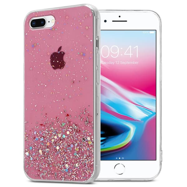 Deksel til iPhone 7 PLUS / 7S PLUS / 8 PLUS med glitrende glitter Rose med glitter