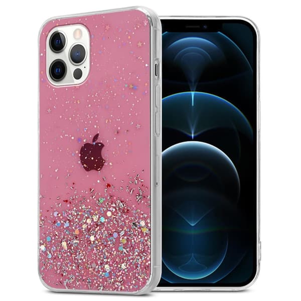 Deksel til iPhone 12 / 12 PRO med glitrende glitter Rose med glitter