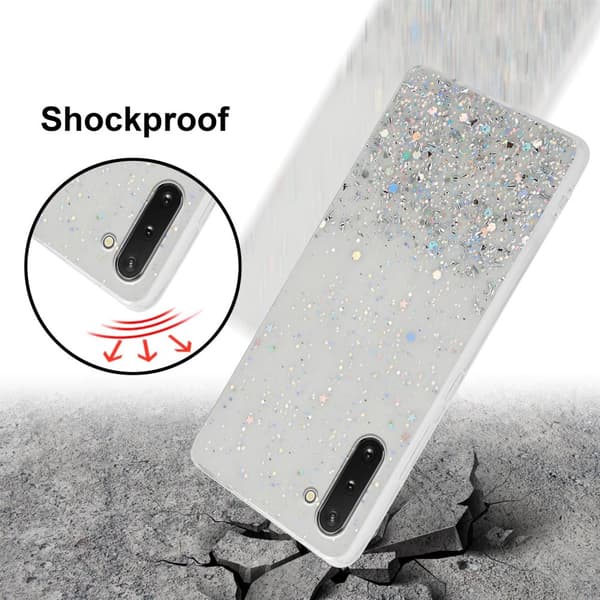 Samsung Galaxy NOTE 10 Skal Fodral Case Cover av flexibelt TPU-silikon med glittrande glitter