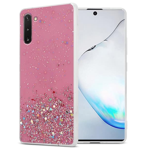 Samsung Galaxy NOTE 10 Cover Etui Case () Rose med glitter