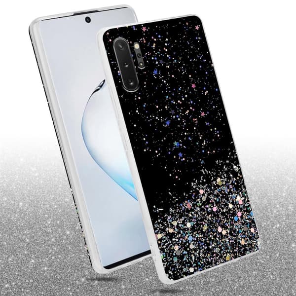 Samsung Galaxy NOTE 10 PLUS Suojakuori Suojakotelo joustavasta TPU-silikonista jossa on kimaltelevaa glitteriä
