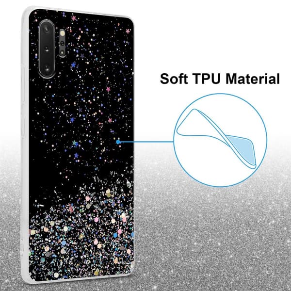 Samsung Galaxy NOTE 10 PLUS Suojakuori Suojakotelo joustavasta TPU-silikonista jossa on kimaltelevaa glitteriä