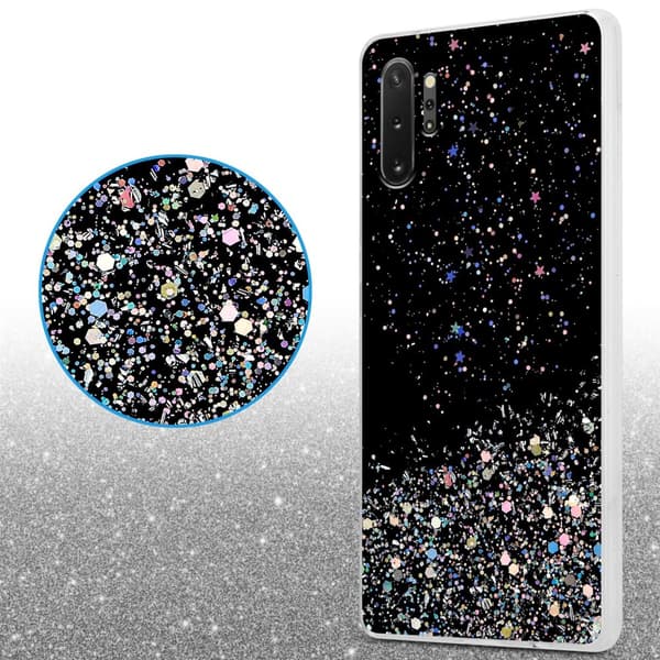 Samsung Galaxy NOTE 10 PLUS Suojakuori Suojakotelo joustavasta TPU-silikonista jossa on kimaltelevaa glitteriä
