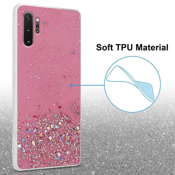 Samsung Galaxy NOTE 10 PLUS Suojakuori Suojakotelo joustavasta TPU-silikonista jossa on kimaltelevaa glitteriä