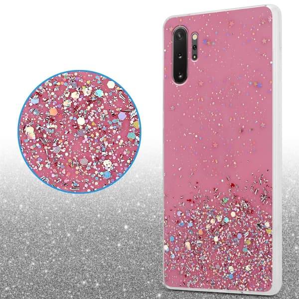 Samsung Galaxy NOTE 10 PLUS Suojakuori Suojakotelo joustavasta TPU-silikonista jossa on kimaltelevaa glitteriä