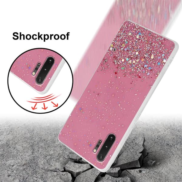 Samsung Galaxy NOTE 10 PLUS Suojakuori Suojakotelo joustavasta TPU-silikonista jossa on kimaltelevaa glitteriä