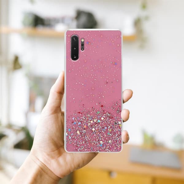 Samsung Galaxy NOTE 10 PLUS Suojakuori Suojakotelo joustavasta TPU-silikonista jossa on kimaltelevaa glitteriä