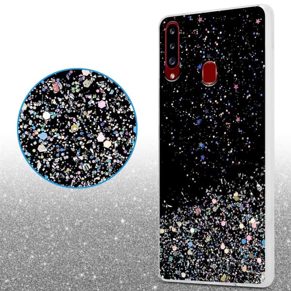 Samsung Galaxy A20s Suojakuori Suojakotelo joustavasta TPU-silikonista jossa on kimaltelevaa glitteriä