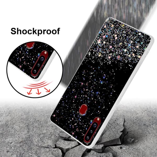 Samsung Galaxy A20s Skal Fodral Case Cover av flexibelt TPU-silikon med glittrande glitter