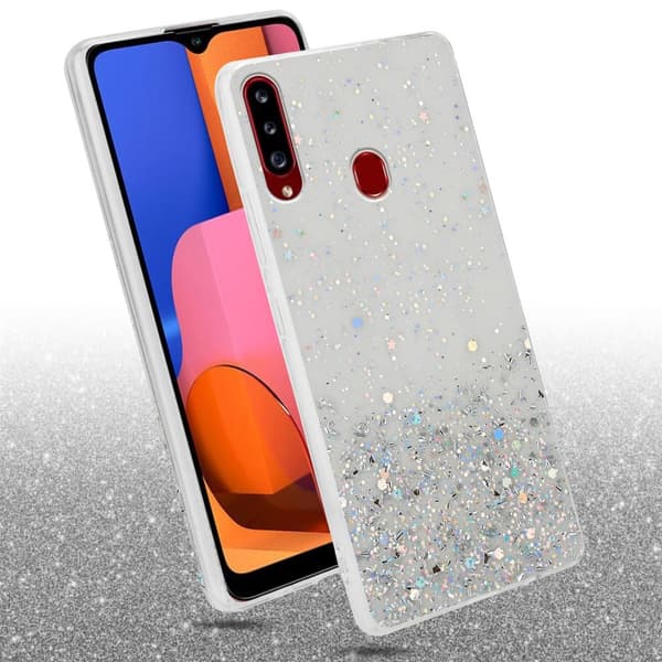 Samsung Galaxy A20s Suojakuori Suojakotelo joustavasta TPU-silikonista jossa on kimaltelevaa glitteriä
