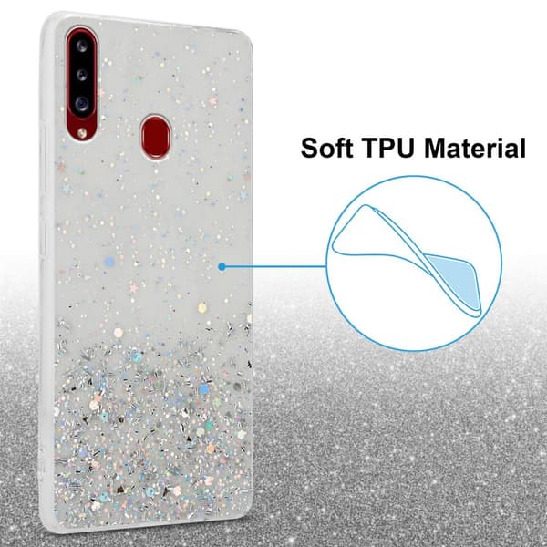 Samsung Galaxy A20s Suojakuori Suojakotelo joustavasta TPU-silikonista jossa on kimaltelevaa glitteriä