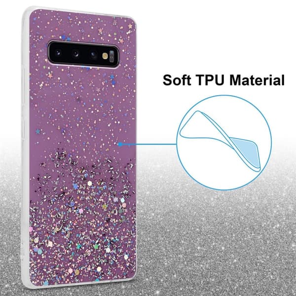 Samsung Galaxy S10 PLUS Skal Fodral Case Cover av flexibelt TPU-silikon med glittrande glitter