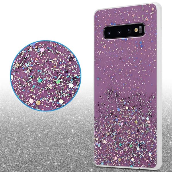 Samsung Galaxy S10 PLUS Skal Fodral Case Cover av flexibelt TPU-silikon med glittrande glitter