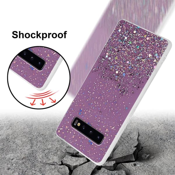 Samsung Galaxy S10 PLUS Skal Fodral Case Cover av flexibelt TPU-silikon med glittrande glitter