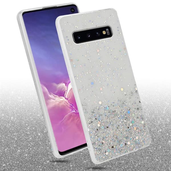 Samsung Galaxy S10 4G Suojakuori Suojakotelo joustavasta TPU-silikonista jossa on kimaltelevaa glitteriä
