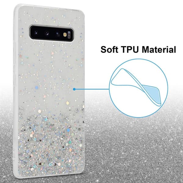 Samsung Galaxy S10 4G Suojakuori Suojakotelo joustavasta TPU-silikonista jossa on kimaltelevaa glitteriä