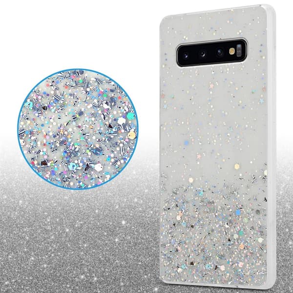 Samsung Galaxy S10 4G Suojakuori Suojakotelo joustavasta TPU-silikonista jossa on kimaltelevaa glitteriä