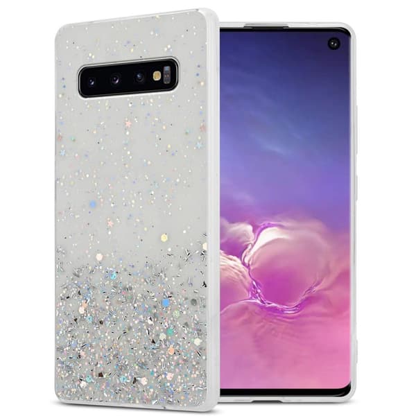 Samsung Galaxy S10 4G Suojakuori Suojakotelo joustavasta TPU-silikonista jossa on kimaltelevaa glitteriä