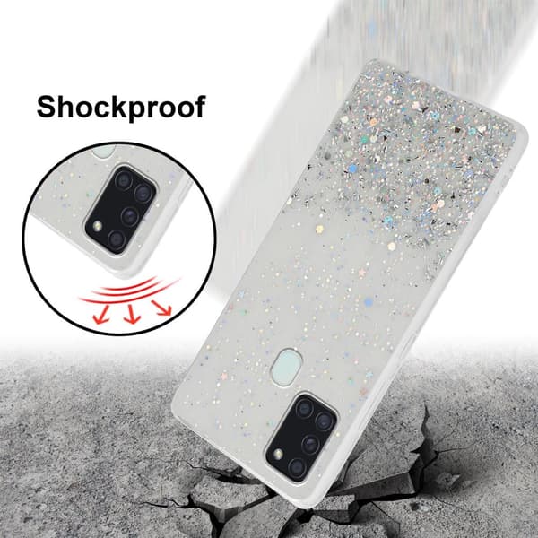Deksel til Samsung Galaxy A21s med glitrende glitter