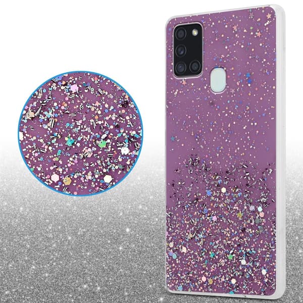 Deksel til Samsung Galaxy A21s med glitrende glitter